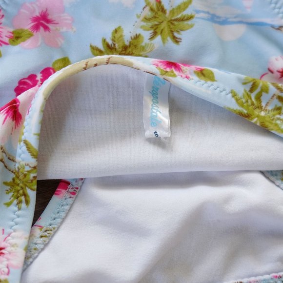 Aeropostale Blue Hibiscus Flower Palm Tree Bikini - Picture 4 of 4